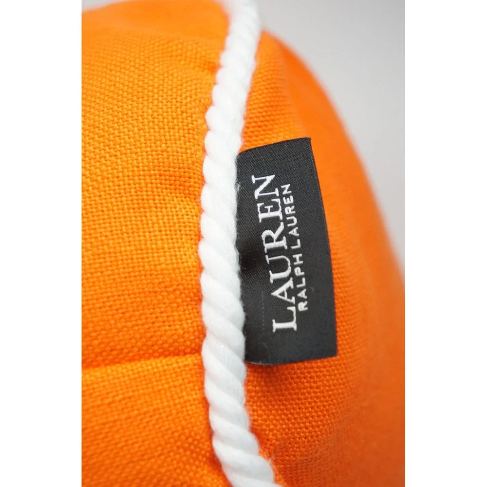 Lauren Ralph Lauren Outdoor Bolster Pillows Set of 2 Orange RLL Logo Canvas Good